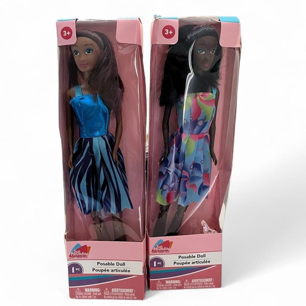 Just Pretending 11 Inch Posable African American Black Articulated Barbie Dolls